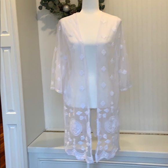 Time and Tru Accessories - New With Tags Sheer White Lace Kimono